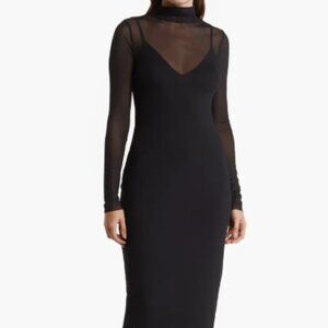 AFRM Los Angeles Women's Marni Turtleneck Long Sleeve Mesh Dress